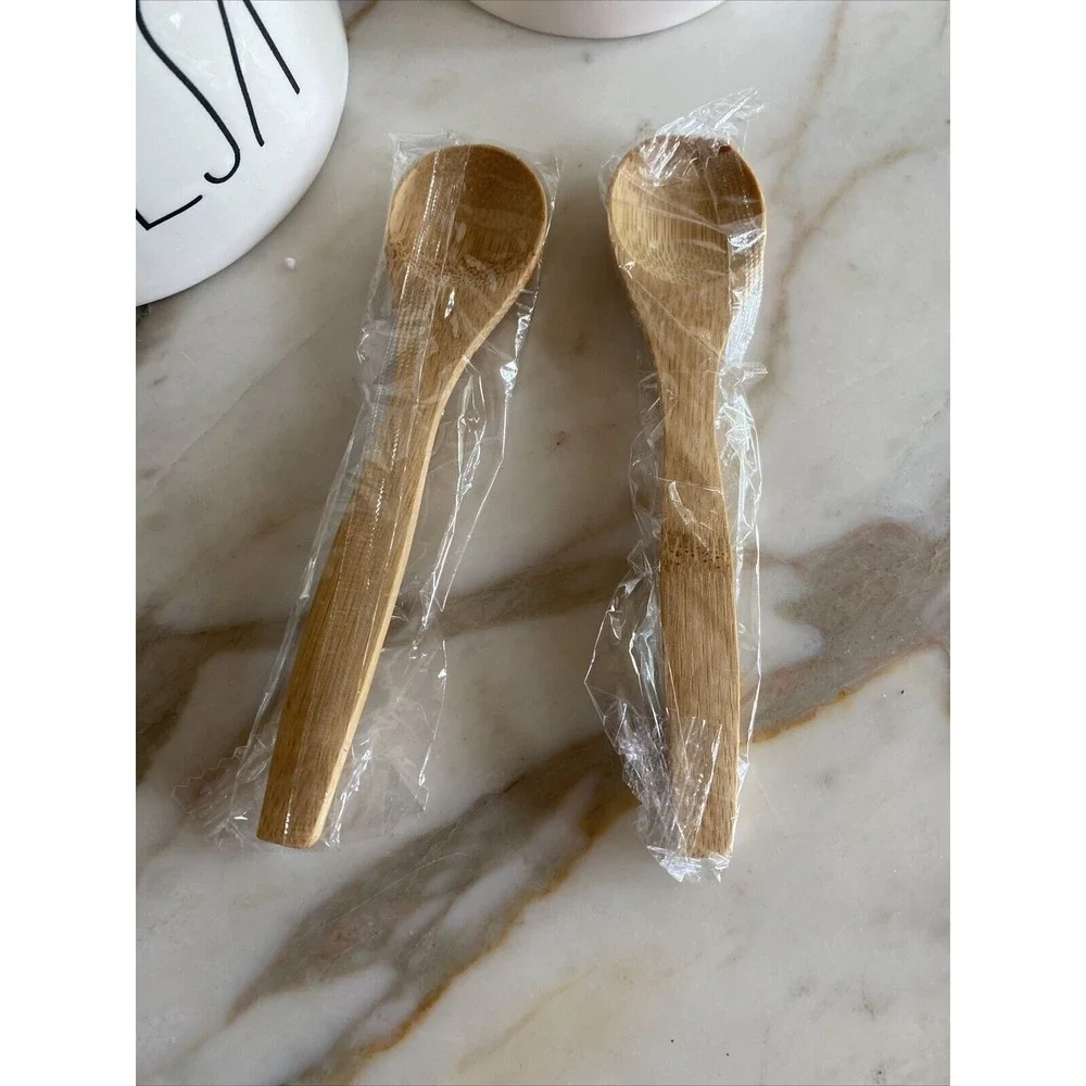 Rae Dunn Artisan Collection Guac & Salsa Ceramic Bowl Set‎ W/ Bamboo Spoons